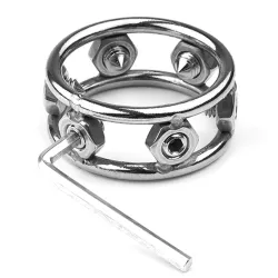 MenSteel Cockring en métal avec Pics Spikes Steel